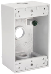 Hubbell 5320-6 Weatherproof Box, 18.3 cu-in, 3-Outlet, 1-Gang, Aluminum, White, Powder-Coated